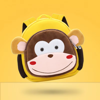 Sac à dos personnalisé en peluche pour enfants, en polyester, motif singe de zoo mignon, en matériau de plongée, avec fermeture éclair, pour l'école