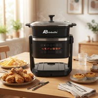 ANBOLIFE3 en 1 Friteuse à air chaud et grill en verre 4,5 L, sans PFAS, 1400W, avec cuve en verre, écran tactile LED, 7 préréglages, panier sécurisé, OEM, vente en gros