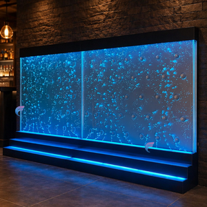 Moderna Pared de Burbujas de Agua Acrílica de 2 Paneles, Estructura de Marco Translúcido Cortada con Láser, Separador de Ambientes con Iluminación LED - Product Image 3