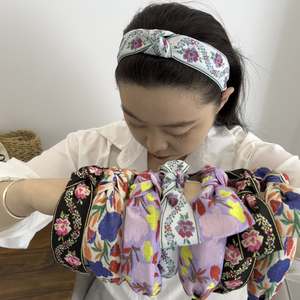 Diadema Plana de Estilo Étnico Bohemio, Diadema con Bordado de Flores Dulces y Modernas, Diademas Bohemias Retro con Nudos para Mujer - Product Image 5