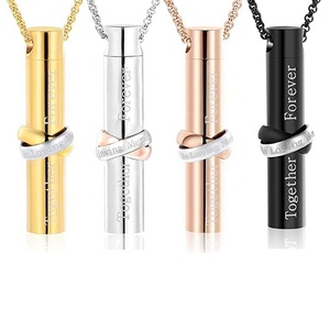 MECYLIFE Collana con Ciondolo Urna in Acciaio Inossidabile Incisa 'Insieme per Sempre' per Ceneri di Animali Domestici e Umani, Collana Commemorativa per Cremazione, Collana Portaprofumo - Product Image 1