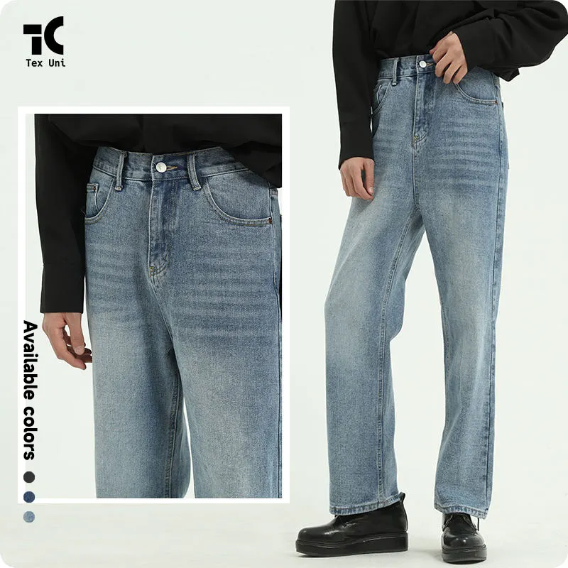 Drie Kleuren High Street Style Straight-Leg Jeans Retro Heren Losse Broek Trend Pantalon Homme Jeans
