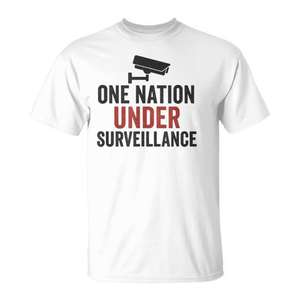 T-shirt unisexe pour adultes One Nation Under Surveillance, à manches courtes et col rond, promotionnel - Product Image 1