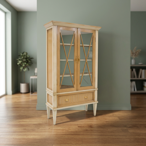 French Vintage Wooden Bookcase Glass Door Display Cabinet Luxury <b>Antique</b> Storage Cupboard Living Room Home Office Bedroom School - Product Image 3