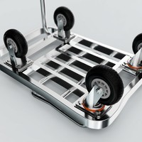Carretilla Plegable de Plataforma Plana de 1500 kg, 130x80 cm, con Tubo Cuadrado Plateado y Ruedas de 6 Pulgadas, Carro de Carga OEM