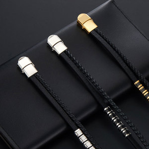 Bracelet pour homme personnalisé, sans ternissement, luxe, plaqué or 14k 18k, acier inoxydable 316l, bracelet en cuir tressé pour homme - Product Image 4