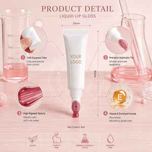 Brillo Labial Líquido con Color, Vegano, Hidratante, Humectante, de Larga Duración y Alto Brillo, con Vitamina E, 6 ml, Marca Privada MLM - Product Image 3