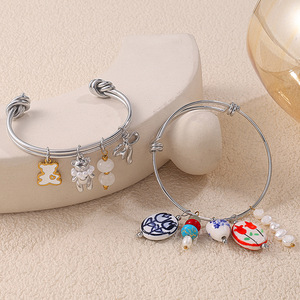 Pulseras de Moda con Dijes de Aleación de Zinc, Ajustables, Delgadas, Unisex, con Forma de Corazón Irregular, Estilo Retro, para DIY - Product Image 2