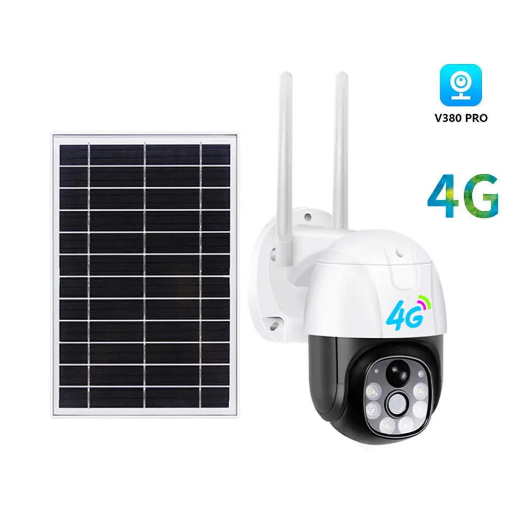 Caméra de vidéosurveillance solaire 4G avec panneau solaire Caméra extérieure Carte SIM 4G Caméra de sécurité sans fil WiFi Pan-tilt