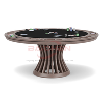 Table de poker Texas Hold'em de luxe moderne en bois massif de haute qualité pour 6 à 8 joueurs, durable, pour divertissement de casino et Mahjong