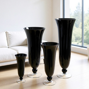 Vasi Cilindrici <span class=keywords><strong>in</strong></span> <span class=keywords><strong>Vetro</strong></span> Nero per Centrotavola, Decorazioni per Eventi e Matrimoni - Product Image 1