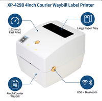 Printer Label Thermal Xprinter XP-429B 152mm/s dengan Tray Kertas Besar 4 inci, USB, Bluetooth, 203DPI, Pembuat Label Pengiriman