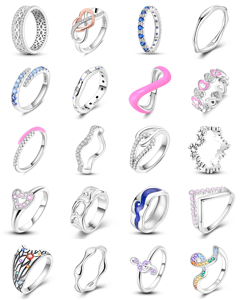 Anillos de Compromiso y Boda Creativos de Estilo Europeo con <span class=keywords><strong>Flores</strong></span> Huecas y Circonitas, Chapados en Oro sobre Plata 925 para Parejas - Product Image 1