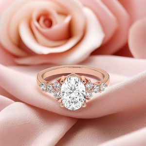 แหวนหมั้นเพชร1.50กะรัตทรงวงรีและกลมตัดในห้องปฏิบัติการขนาด14K/18K ทองคำขาว CVD HPHT เครื่องประดับงานแต่ง - Product Image 1