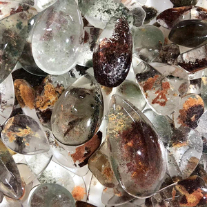 Wholesale Natural <b>Drop</b> Shape Lodolite Quartz Gemstone Polished Crystal for Home Decoration and Healing - Product Image 1