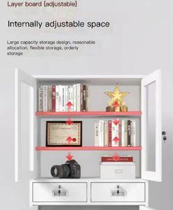 Archivador Metálico Ejecutivo de 2 Puertas de Vidrio y 2 de Acero, Almacenamiento de Doble Acceso para Oficina Corporativa, Banco o Consultorio Legal - Product Image 6