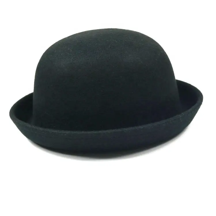 Unisex hats fedora 100%polyester black bowler hat
