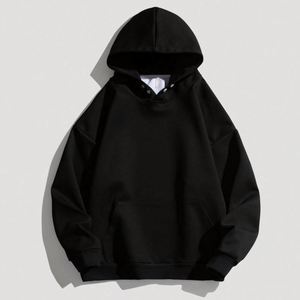 H5401 Wholesales Custom No String Button 400 GSM Polyester Hoodies <b>Drop</b> Shoulder Oversized Men's Hoodies - Product Image 4
