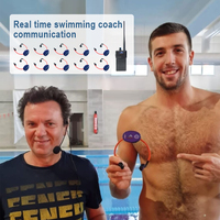 Sistem Pelatihan Renang Real-Time Swimtalk 15 H902 Headset Konduksi Tulang Tahan Air IPX-8 1 Pemancar FM Walkie Talkie