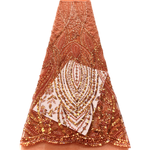 Tissu de dentelle africaine NI.AI Aso Ebi, tissu de dentelle élégant, vente en gros de dentelle à sequins et à perles - Product Image 1