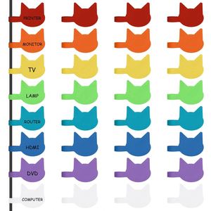 Étiquettes de câbles réutilisables en forme de tête de chat, fermeture auto-agrippante, multicolores, 24/32 pièces, pour l'identification et l'organisation des câbles - Product Image 1