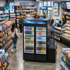 Congelador vertical con puerta <span class=keywords><strong>de</strong></span> vidrio para catering, estantes desmontables, marco <span class=keywords><strong>de</strong></span> aislamiento sellado, equipo <span class=keywords><strong>de</strong></span> almacenamiento <span class=keywords><strong>de</strong></span> ingredientes y carne congelada para bistró - Product Image 1