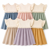 Nouvelle Robe d'été 2026 pour Petites Filles, en Gaze 100% Coton, avec Volants et Patchwork, Douce pour la Peau, Vêtements pour Tout-Petits, Vente en Gros Personnalisée