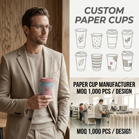 Gobelet en papier jetable à triple paroi, imprimé à l'encre alimentaire, pour le camping en plein air et les voyages, certifié ISO, directement de l'usine