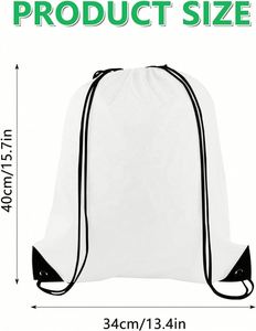 White <b>Drawstring</b> <b>Backpacks</b> Reusable Cinch Gym Bag String Sackpacks for Sports Promotional <b>Drawstring</b> Sportpacks - Product Image 2