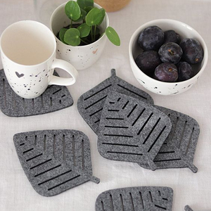 <strong>Grey</strong> Felt <strong>Table</strong> Mat Set with <strong>Runner</strong> and coaster - Product Image 1