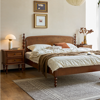 Lit en bois massif de frêne de style campagnard français, tête de lit en placage de bois de frêne, plusieurs options de taille et de couleur, pour chambre à coucher