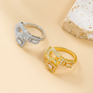 Anillos de circón de Color dorado original de lujo <span class=keywords><strong>para</strong></span> mujer 2024 anillo abierto anillo de pareja moda elegante <span class=keywords><strong>boda</strong></span> joyería <span class=keywords><strong>regalos</strong></span> - Product Image 1