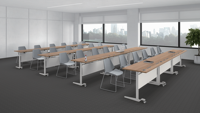 Table de formation pliable en acier inoxydable Roulette Bureau de conférence mobile Table de formation rabattable Écran de confidentialité Conception multifonctionnelle