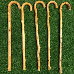 Bâton de marche unique en bois massif, monobloc, avec patin antidérapant, pour la marche et le soutien des seniors - Product Image 3
