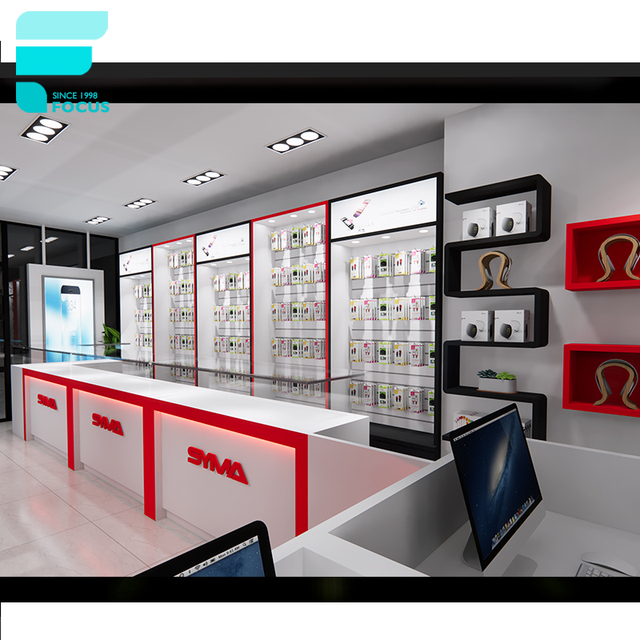 Mobile Shop Display Cabinet Glass Kiosk Cell Phone Store Mobile Shop Counter Showcase for Phone Shop