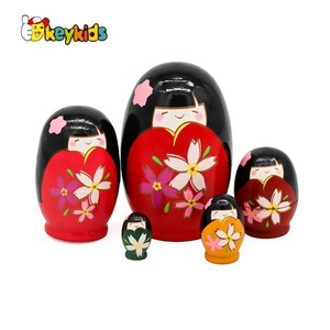 2024 personalizza 5 in 1 bambole di nidificazione natalizie in legno per ragazze W06D147 - Product Image 4
