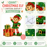 Lebensgroße Weihnachtself-Geschenkbox-Laterne für Kommerzielle Feiertagsdekoration