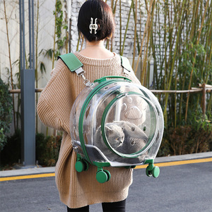 Pauljet Pet <b>Rolling</b> Carrier Transparent <b>Bubble</b> Bag Medium To Hard Green For Dogs Cats Travel Use - Product Image 4