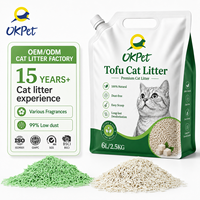 Litière pour chat OK Pet Tofu Fiber - 100% végétale, biodégradable, jetable aux toilettes, agglomération rapide, écologique, sans poussière