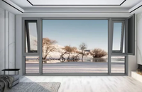Ventana Abatible y Giratoria de Aluminio con Rotura de Puente Térmico, Ventana Abatible Interior, Doble Vidrio Templado, Aislamiento Acústico para Villa