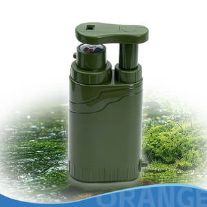 Filtre à eau à pression manuelle avec couteau à boussole et silex pour le <span class=keywords><strong>camping</strong></span>, la randonnée, la survie en cas d'urgence, équipement de plein air - Product Image 1