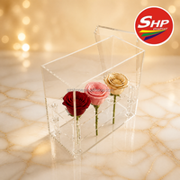 Boîte de présentation en acrylique SHP pour roses, 3 trous, vitrine transparente pour fleurs, pour vitrine de magasin, comptoir, vente en gros