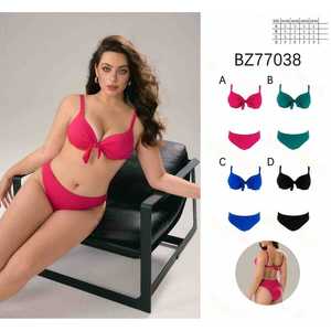 Costume da bagno bikini taglie forti con controllo pancia, coprente, sexy, BZ77038, colori assortiti 42 44 46 48 - Product Image 1