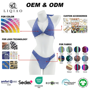 Servizio Completo OEM/ODM per Set Bikini a Quadretti Personalizzati con Tessuto/Colore/Logo/Accessori su Misura per Abbigliamento da Spiaggia/Costumi da Bagno Femminili - Product Image 1
