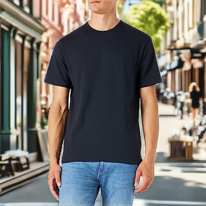 T-shirt décontracté pour homme à manches courtes, col rond, couleur unie, 100% coton jersey, coupe classique - Product Image 2
