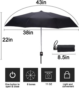 <span class=keywords><strong>Parapluie</strong></span> de voyage moderne à ouverture automatique/fermeture coupe-vent 8K Ribs Compact et léger pour femmes/hommes Couverture contre la pluie - Product Image 2