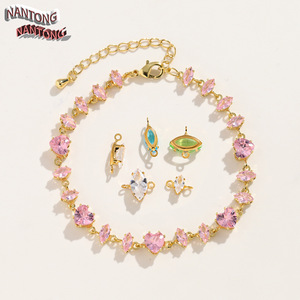Pendentif double en zircon taille marquise de Nantong 3mmx6mm 4mmx8mm 5mmx10mm Accessoires de bijoux DIY - Product Image 3