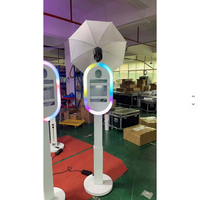 Machine Photobooth iPad avec Fonction Autoportrait, Anneau Lumineux pour Mariage, Wi-Fi, Bluetooth, Impression en Libre-Service pour Appareils de 10,2/10,9/11/12,9 Pouces