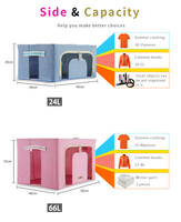 Organisateur de placard pliable en tissu cationique 66L avec cadre métallique, étanche en PVC, poignée durable, conteneurs de rangement en tissu épais