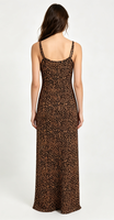 Robe longue décontractée d'été pour femme, style vintage, imprimé léopard, coupe trapèze, col en V, bretelles spaghetti, sans manches, vente en gros sur mesure